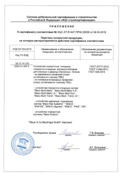 2019.04.04 Приморско-Ахтарск - Приложение к сертификату устройства поворотные, откидные, поворотно-откидные, взломоустойчивые. ГОСТ 30777-2012